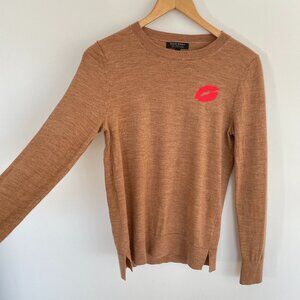 100% Merino Wool Banana Republic Lips Casual Sweater Camel S Valentine's day EUC